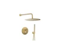 Kit de ducha empotrada con rociador redondo monomando en oro mate Besaya de Valaz - 25 cm