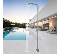 Kit de ducha independiente de acero inoxidable para exteriores con cabezal de ducha, agua caliente, columna de ducha de lluvia montada en el suelo para piscina, playa, baño, jardín