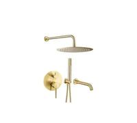 Kit de ducha para bañera empotrada a pared en color dorado cepillado Jucar de Valaz - 20 cm