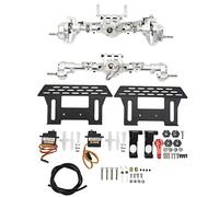 Kit de Eje de Portal CNC con Bloqueo de diferencial, para Coches Axial SCX10 1/10 RC, Parte Delantera y Trasera de aleación de Aluminio (Silver)