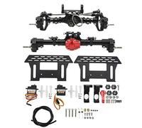 Kit de Eje de Portal CNC con Bloqueo de diferencial, para Coches Axial SCX10 1/10 RC, Parte Delantera y Trasera de aleación de Aluminio (Black)