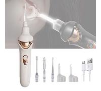 Kit De Eliminación De Cera para Los Oídos Limpiador De Oídos Aspirador Eléctrico Automático Removedor De Cera para Los Oídos con Luz LED Succión Potente para Adultos Niños,Blanco