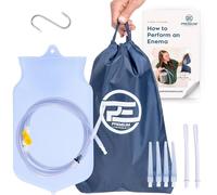 Kit de enema de silicona prémium con llave de paso de precisión, válvula de retención, manguera larga de silicona, 3 puntas de inserción y bolsa de almacenamiento, sin BPA ni ftalatos