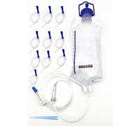 Kit de enema doméstico reutilizable, kit de bolsa de enema de 1200 ml para limpieza de colon, bolsa de ducha para limpieza de colon, kit de limpieza corporal desintoxicante - Incluye manguera de silic