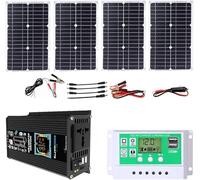 Kit de energía solar fuera de la de 6000 W con panel solar impermeable de 100 W y controlador de carga de 50 A for vehículos recreativos, barcos y emergencias(Black)