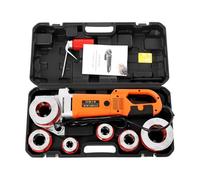 Kit de enhebrador de tuberías eléctrico de alta resistencia de 2300 W, accionamiento de potencia de mano con 6 troqueles de 1/2 a 2 pulgadas, máquina de roscado de trinquete con funda portátil para