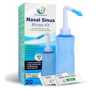 Kit de enjuague sinusal botella de 500 ml + 20 sobres de sal, olla Neti, lavado nasal, enjuague sinusal, adultos, ducha nasal para limpieza de nariz y lavado nasal, PLUSQMED