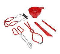Kit de enlatado Juego de 6 piezas Pinzas antideslizantes para alimentos Llave para levantar tarros Levantador de tapa magnético Medidor de embudo para conservas en el hogar (Roja)