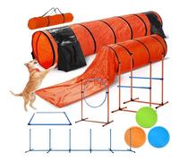 Kit de entrenamiento de agilidad para perros 7 PCs ajustable conjunto de túnel de obstáculos para uso interior al aire libre Curso de obstáculos portátiles con bolsa de transporte de ejercicio diversi