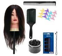Kit de entrenamiento de peluquería: cabello natural Gabbiano, peine TONI & GUY, cepillo, pinzas y gomas para el pelo, ideal para estilistas en ciernes