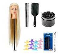 Kit de entrenamiento de peluquería para profesionales y principiantes: cabezal de ejercicio de pelo sintético Gabbiano, peine antiestático TONI&GUY, cepillo neumático, pinzas para el cabello y gomas