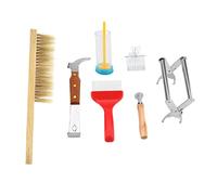 Kit de equipo de apicultura de 7 piezas, cepillo para abejas y tenedor para destapar, juego de herramientas para apicultor, soporte de marco de raspador de colmena de acero