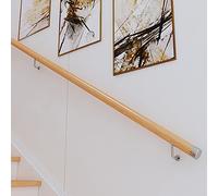 Kit de escalera con tapas, barandilla completa montada en la pared para interiores y exteriores, barandilla de madera antideslizante, barra de agarre de seguridad (tamaño: 240 cm)