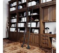 Kit de escalera de biblioteca rodante ajustable, sistema de pista móvil de 3.3 a 20 pies con herrajes de riel deslizante de 13 pies para uso doméstico y en interiores, solución que ahorra espacio