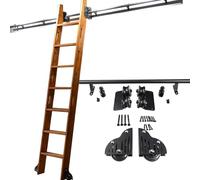 Kit de escalera deslizante ajustable para biblioteca, accesorios móviles con rodillo de suelo y riel para loft, oficina, sistema ajustable de 3.3 pies (escalera no incluida)