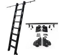 Kit de escalera deslizante, riel para escalera de biblioteca rodante, rieles deslizantes de alta resistencia | Escaleras rodantes para estantería, almacén, bar, armario, juego de escalera mó