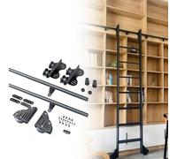 Kit de escalera rodante para biblioteca de 1 a 6 metros (3,3 a 20 pies), riel deslizante con rodillo superior telescópico, riel móvil extensible para armario tipo loft, kit de extensión (sin