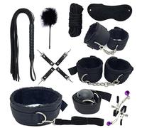 Kit de esclavitud sexual para cama tamaño Queen Correas para juegos de adultos Juego BDSM Collares ajustables con cadena y esposas Accesorios sexuales para adultos Parejas Mujeres Suéter