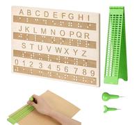 Kit De Escritura Braille,4 Líneas 28 Celdas Herramienta De Práctica Para Discapacidad Visual | Pizarra De Práctica Braille Para Ciegos - Para Adolescentes Adultos Estudiantes Profesores Escuelas Hogar