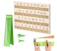 Kit de escritura Braille: ayuda para personas con discapacidad visual de 4 líneas y 28 celdas, tablero de aluminio, lápiz óptico con resorte, pies de goma antideslizantes | Kit de autoaprendiz