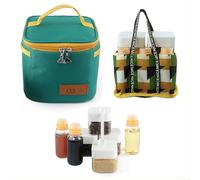 Kit de especias de cocina al aire libre, juego de condimentos portátil con 7 tarros para entusiastas del campamento y el senderismo (verde)