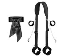 Kit De Esposas Sexuales,Collares,Fetiche,Restricción De Pezones,Bdsm,Esposas De Cintura Y Tobillo Con Piernas Abiertas,Abrazadera Para Pezones,Cadena,Cegador De Ojos,Juego Sm Para Adultos,Negro,Tall