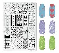 Kit de estampador de uñas RUNRAYAY con lazo de cereza, placa para estampar uñas, kit de plantillas de sellos de silicona para diseños de uñas, manicura y salón de uñas.