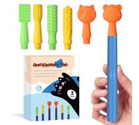 Kit de estimulación sensorial oral con 6 cabezales texturizados suaves para terapia del habla y apoyo a la alimentación, fuerza muscular y mejora de la fonación, color azul