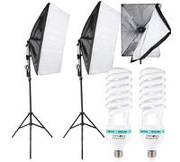 Kit de estudio fotográfico con 2 lámparas 2 trípodes y 2 softboxes (negro)