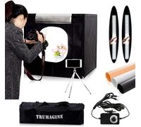 Kit de estudio fotográfico portátil en forma de cubo con luces LED con 3 fondos de PVC y minitrípode, bolsa de transporte incluida