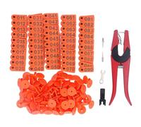 Kit de Etiquetas para Oreja para Ganado, 100 Piezas Número de Etiqueta para Oreja de Animal con Aplicador para Ganado, Caballos, Cerdos, Ovejas, TPU, (Crotal Naranja con Pinza