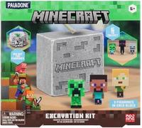 Kit de excavación Oficial de Minecraft para niños, decoración de Jugadores y Regalo para niños y niñas, 3 Personajes icónicos de Juego incluidos, Juguete Interactivo de excavación Paladone