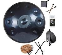 KIT DE EXPLORACIÓN TOTAL: Tambor de lengüeta de acero de 9/10/12 tonos, en re menor, 440 Hz, 22 pulgadas con estuche blando: for una meditación más profunda y sanación con sonido(Blue,10 Notes)