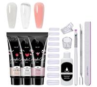 Kit De Extensión De Gel De Poly - Juego De 3 Piezas De 0.5 Fl Oz, Paquete De Iniciación De Manicura Profesional Con Lámpara De Y Capa Base, Mejora De De Salón En Casa Todo En, Set D