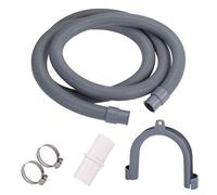 Kit de extensión de manguera de drenaje con manguera flexible de 1 5/2 m, soporte de tubo en forma de U, conector blanco y clips de acero inoxidable para lavadora y lavavajillas (2 m)