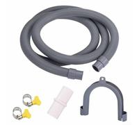 Kit de extensión de manguera de drenaje para lavadora y lavavajillas, tubo de polipropileno gris con conector y abrazaderas, tubo de residuos flexible de 1,5 metros de longitud (3 metros)