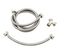 Kit de extensión de manguera de entrada de lavadora de 1,8 m, tubo de llenado de acero inoxidable con conector en T para lavavajillas, suministro de agua fría Reino Unido