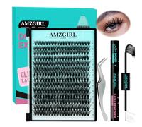 Kit de Extensión de Pestañas 280PCS Racimos de Pestañas 50D DIY Kit de Extensión de Pestañas Kit de Racimos de Pestañas Individuales con Lash Bond &Seal, Pinzas para Pestañas(D-Mix9-16mm Kit)