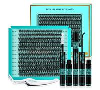 Kit de extensión de pestañas DIY 240 unidades 50D Clusters Kit, Lash Bond And Seal, Lash Remover, Lash Twzzer para pestañas falsas Cluster Kit (Black Bond, D-Mix9-16 mmKit)