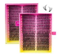 Kit de Extensión de Pestañas DIY 280 piezas, Racimos de Pestañas 30D 40D para Izquierda y Derecha, Extensión de Pestañas para Aplicación Personal, Pestañas Cat Eye de Banda Delgada (9-19mm Mix)