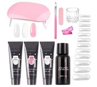Kit de extensión de uñas de gel de poli gel, kit completo de manicura con tubos de gel constructores, herramientas y formas para dar forma , aumenta la fuerza, precisión de belleza para