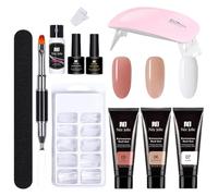 Kit de extensión de uñas Poly Manicura Starter Set Alargamiento Poly Nail Gel con lámpara 11PCS