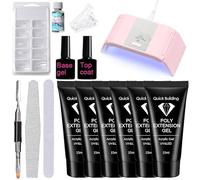 Kit de extensión uñas Poly Lámpara LED y Juego herramientas arte Resina natural sin olor Fácil usar Adecuado para principiantes uso profesional o doméstico