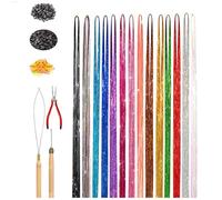 Kit de extensiones de oropel de 14/16/20/22/30 Clours con herramienta para el cabello, accesorios para el cabello para mujeres y niñas