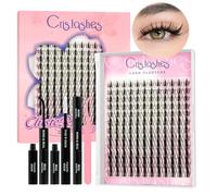 Kit de extensiones de pestañas, longitudes variadas de 10 a 18 mm, con pegamento y pinzas, fácil de hacer en casa (KIT-B)