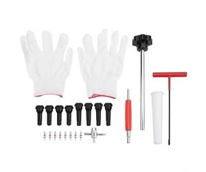 Kit de extracción e instalación de núcleo de válvula de neumático, juego de herramientas de plástico de metal de 22 piezas para coches, ATV, motocicletas, camiones, remolques y equipos de césped