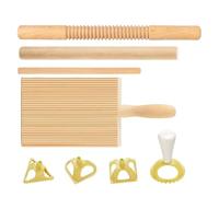 Kit de fabricación casera de pasta - Tabla de pasta de madera | Máquina de pasta con rosca y 8 sellos para raviolis para espaguetis, lasagnetes, albóndigas y fideos en espiral