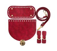 Kit de fabricación de bolsos 1 Juego de accesorios for bolsos, 5 uds., Kit bolso ganchillo artesanal, parte inferior hecho a mano, correa cuero for hacer para Coser(Wine red)