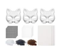 Kit de fabricación de de cara de gato, pintura en , cara de gatito, carnaval, juego de animales de malla de papel hecho a mano para bailes de máscaras, Halloween, juegos de rol