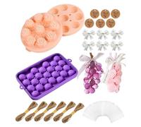 Kit de fabricación de jabón para bricolaje, kit de molde de jabón, suministros para hacer jabones, suministros de manualidades de velas en forma de flor y uva con cuerdas, kits de jabones caseros para
